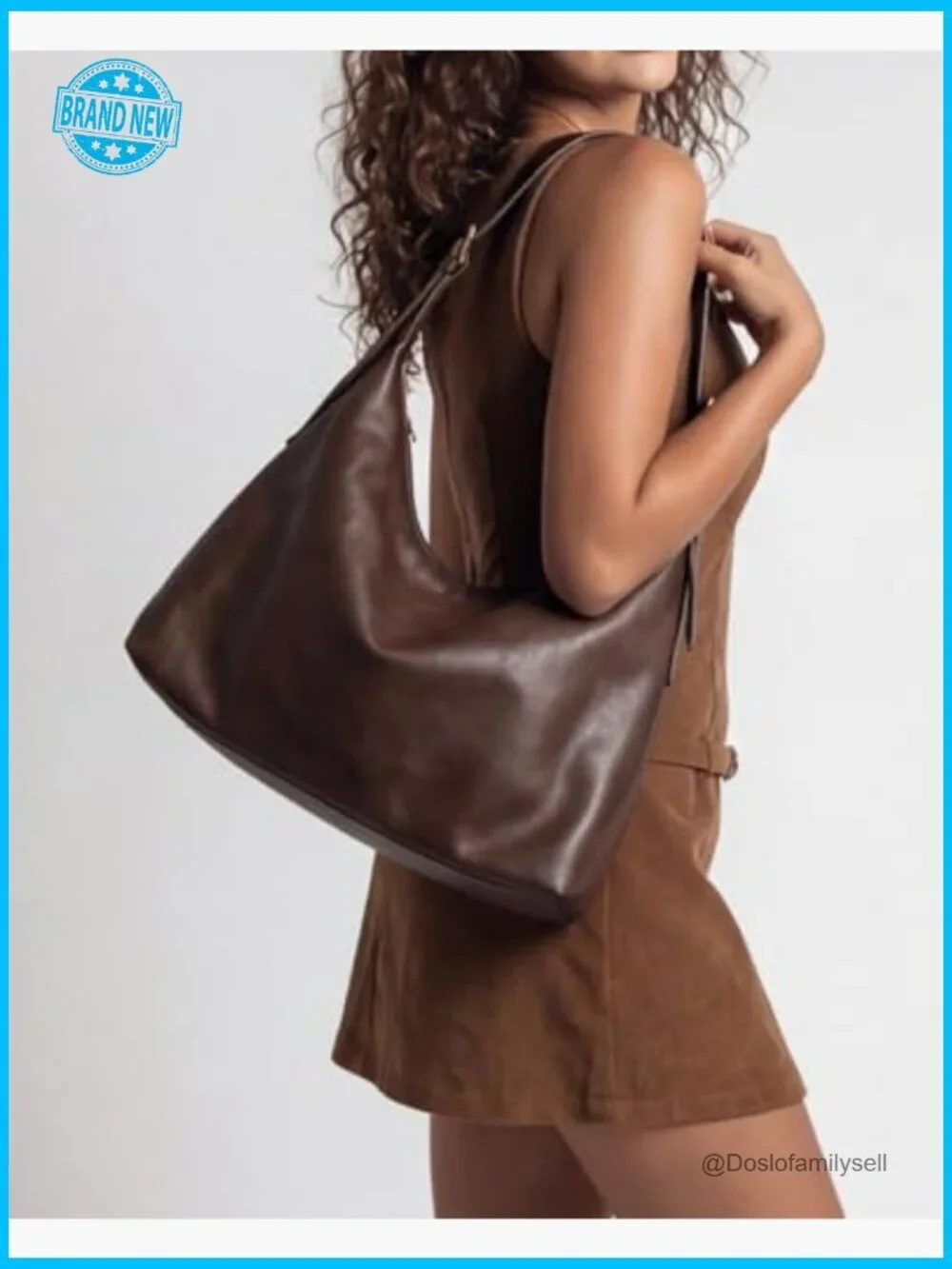 Slouchy Hobo Bag Vegan Leather Adjustable Straps Crossbody Shoulder Purse
